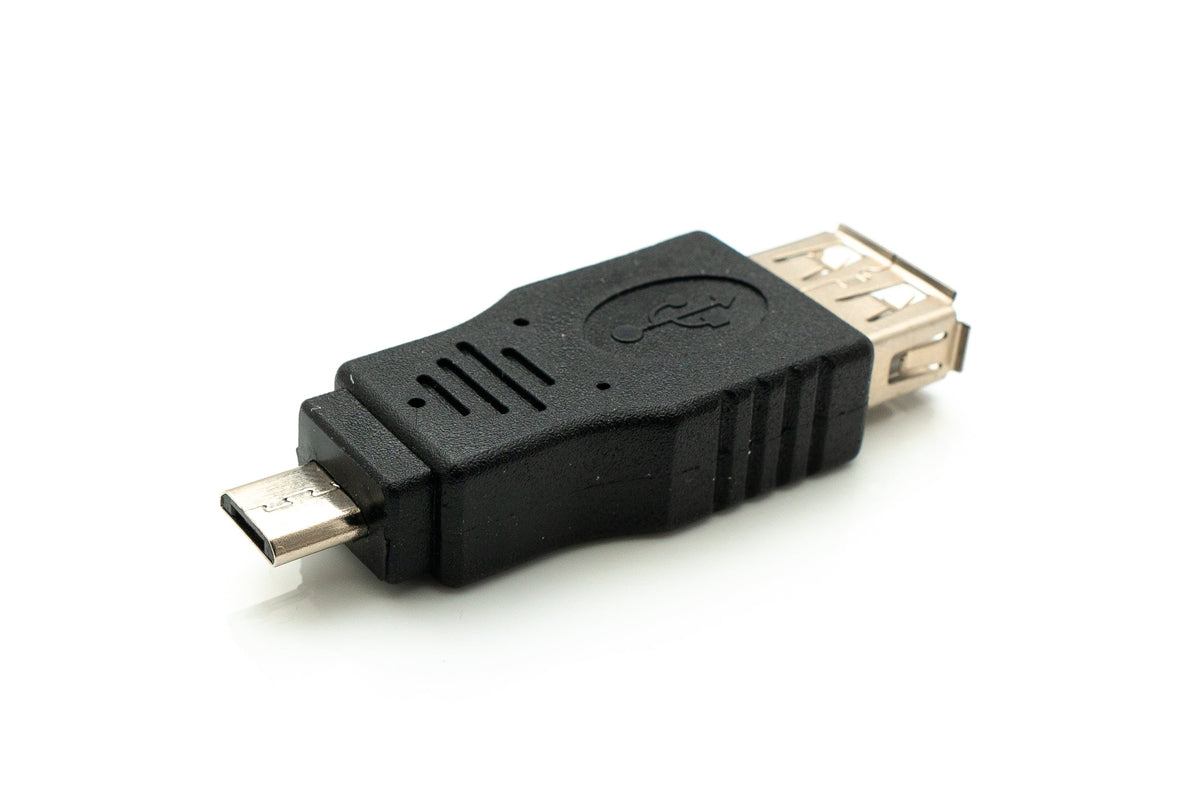 USB 2.0 Adapter Micro B Stecker zu Typ A Buchse Kabel in Schwarz | System-S