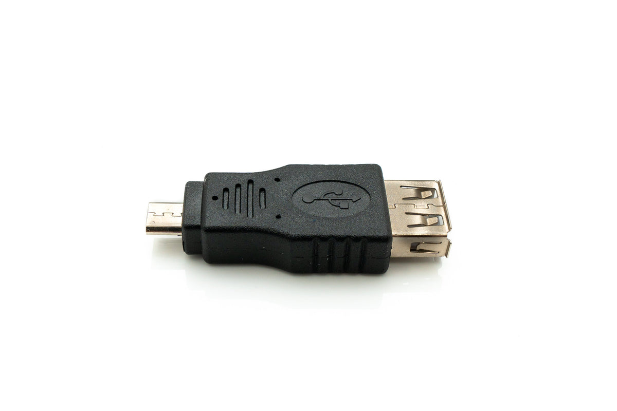 USB 2.0 Adapter Micro B Stecker zu Typ A Buchse Kabel in Schwarz | System-S
