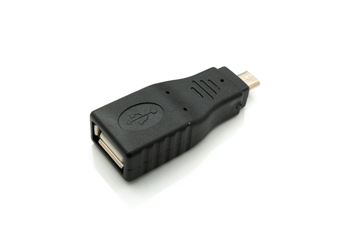 USB 2.0 Adapter Micro B Stecker zu Typ A Buchse Kabel in Schwarz | System-S