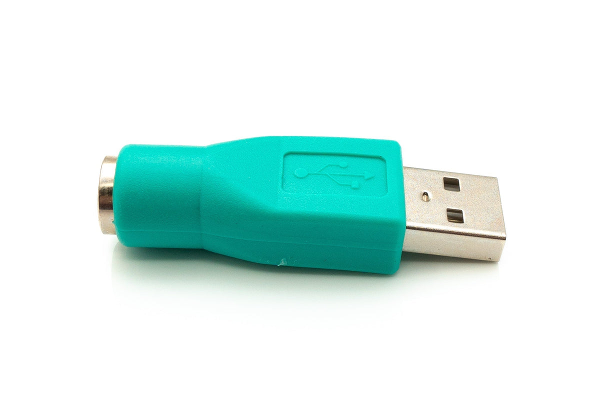 USB 2.0 Adapter Typ A Stecker zu PS/2 Stecker PS2 Kabel in Türkis | System-S