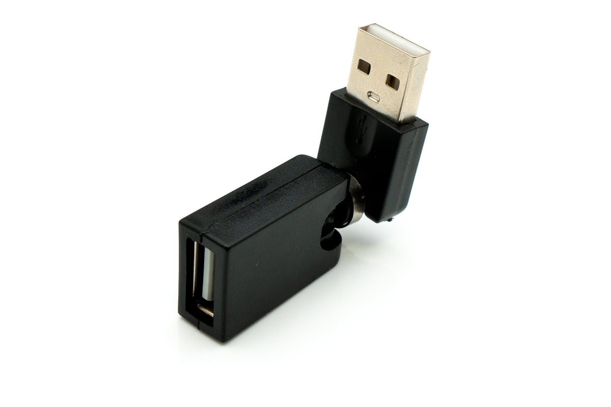 USB 2.0 Adapter Typ A Stecker zu Buchse 360° Winkel Kabel in Schwarz | System-S