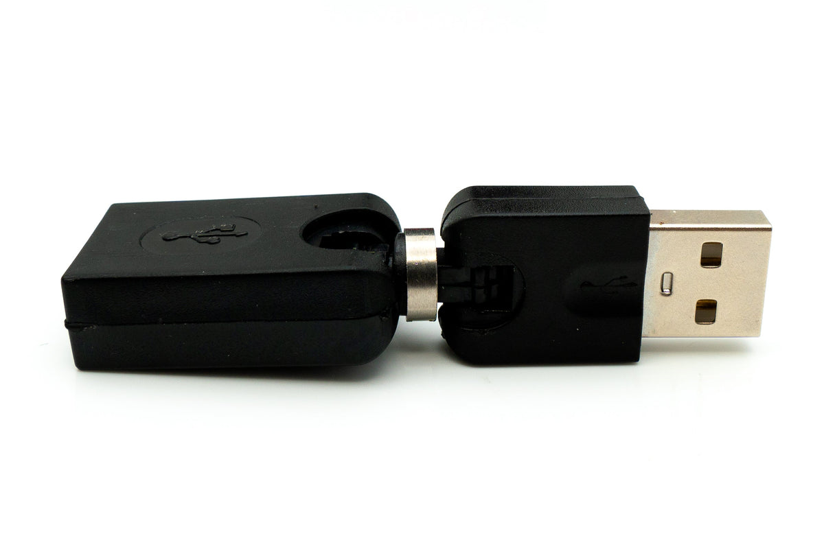 USB 2.0 Adapter Typ A Stecker zu Buchse 360° Winkel Kabel in Schwarz | System-S