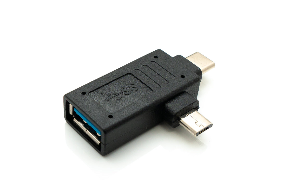 USB Y 3.1 Adapter Typ C Stecker & 2.0 Micro B Stecker zu 3.0 A Buchse Kabel | System-S