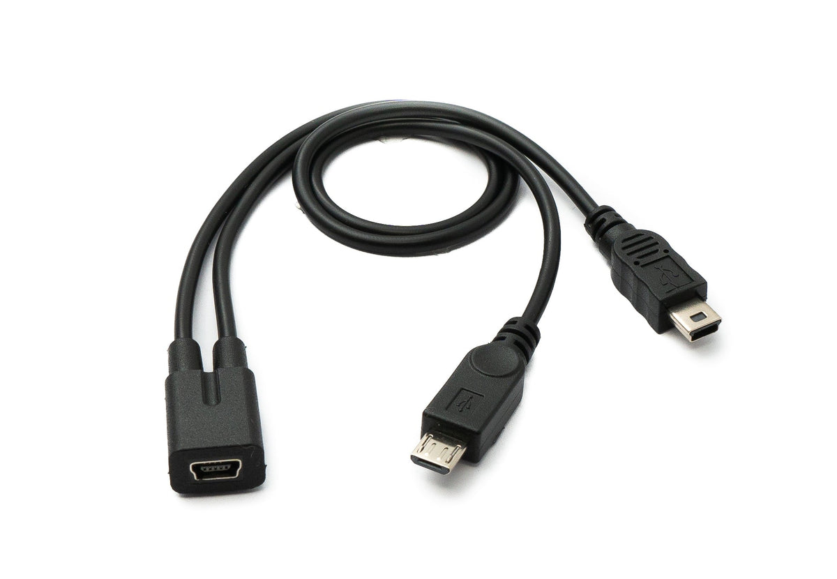 USB 2.0 Y Kabel 30 cm Mini B Buchse zu Stecker + Micro B Stecker Adapter Schwarz | System-S