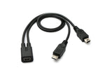 USB 2.0 Y Kabel 30 cm Mini B Buchse zu Stecker + Micro B Stecker Adapter Schwarz | System-S