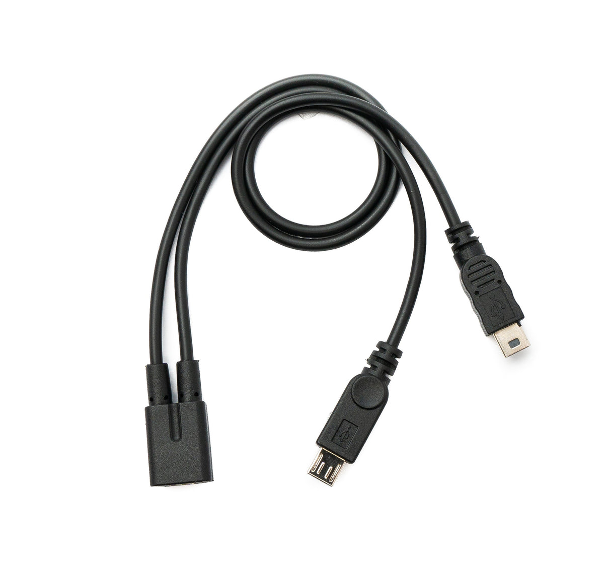 USB 2.0 Y Kabel 30 cm Mini B Buchse zu Stecker + Micro B Stecker Adapter Schwarz | System-S