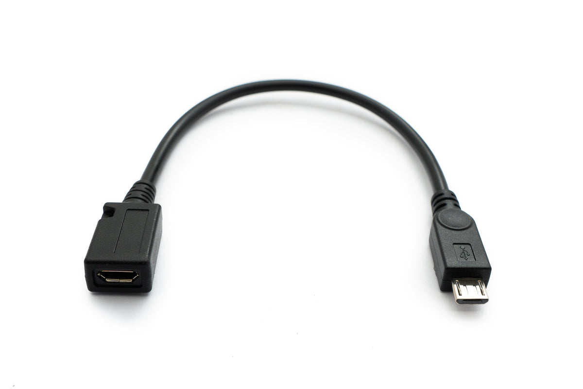 USB 2.0 Kabel 15 cm Micro B Stecker zu Buchse Adapter in Schwarz | System-S