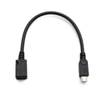 USB 2.0 Kabel 15 cm Micro B Stecker zu Buchse Adapter in Schwarz | System-S