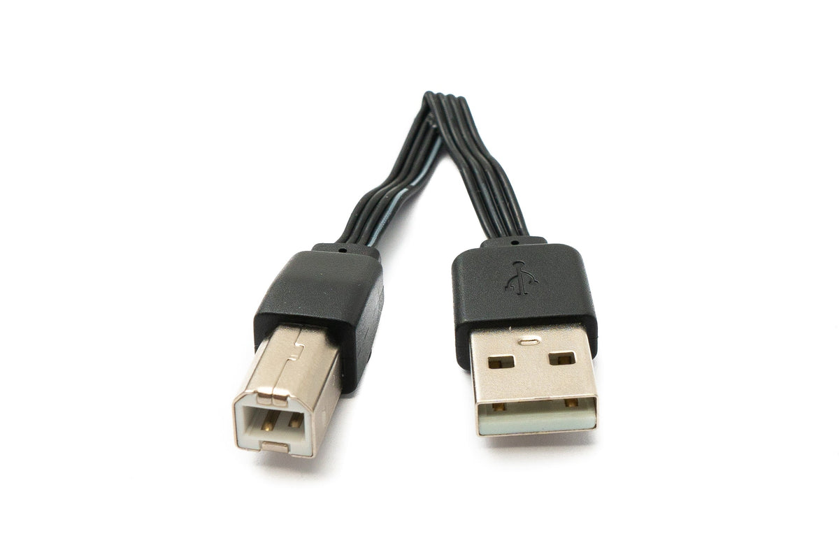 USB 2.0 Kabel 13 cm Typ B Stecker zu Typ A Stecker kurz flach in Schwarz | System-S