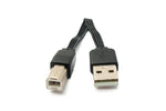 USB 2.0 Kabel 13 cm Typ B Stecker zu Typ A Stecker kurz flach in Schwarz | System-S