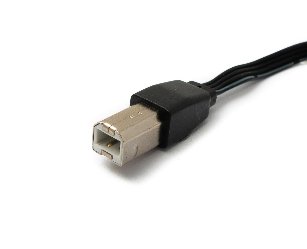 USB 2.0 Kabel 13 cm Typ B Stecker zu Typ A Stecker kurz flach in Schwarz | System-S