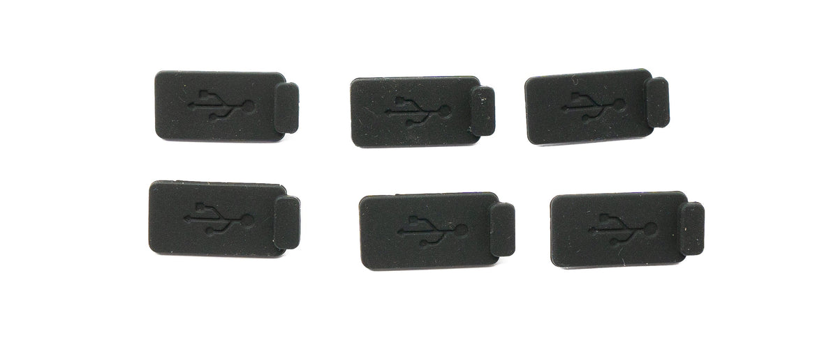 6x USB Typ A Anti Staub Schutz Abdeckung aus Silikon in Schwarz | System-S
