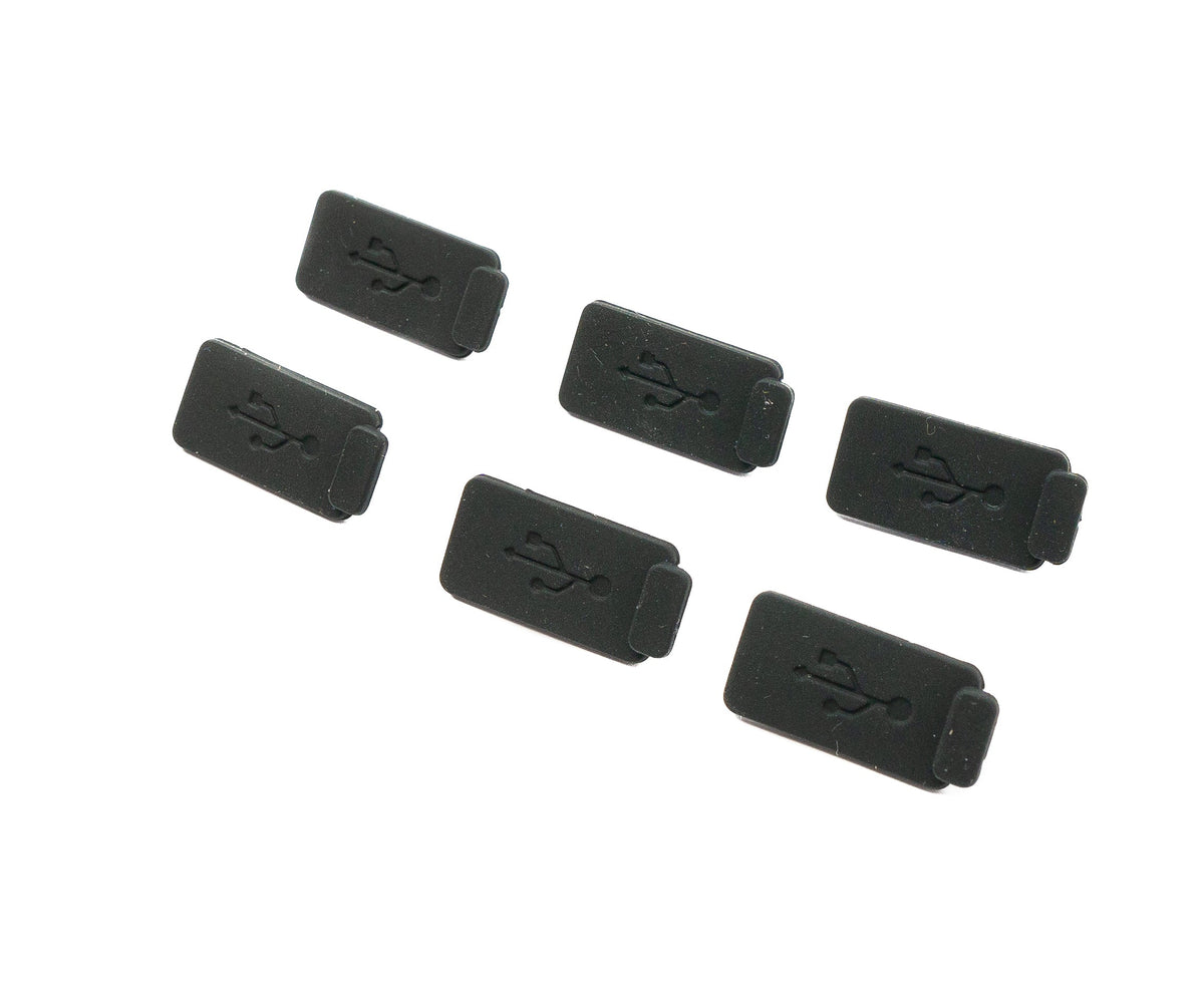 6x USB Typ A Anti Staub Schutz Abdeckung aus Silikon in Schwarz | System-S