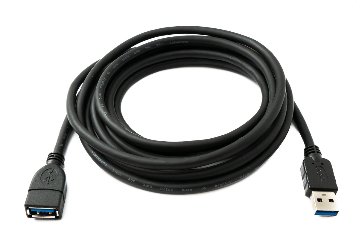 USB 3.0 Kabel 3 m Typ A Stecker zu Buchse 5 Gbit/s in Schwarz | System-S