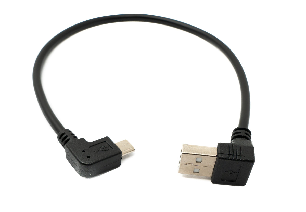 USB 2.0 Kabel 30 cm Typ A Stecker zu Micro B Stecker Winkel Left Up Angled | System-S