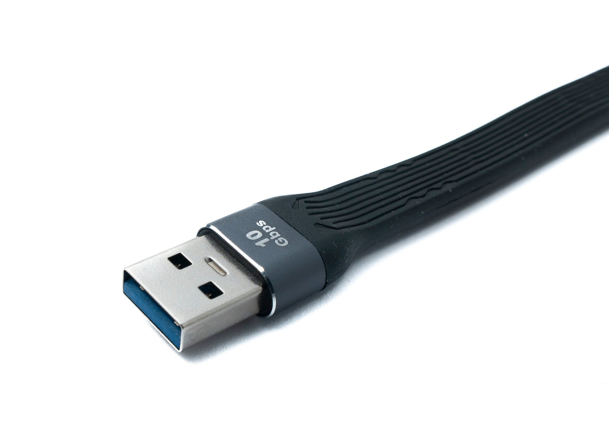 USB 3.1 Gen 2 Kabel 10 cm Typ A Stecker zu Stecker Flachkabel 10 Gbit/s 100W | System-S