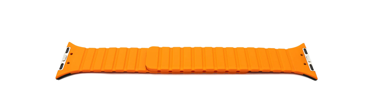 Armband 38 40 41 mm aus Silikon flexibel magnetisch für Apple Watch Smartwatch Schwarz Orange | System-S