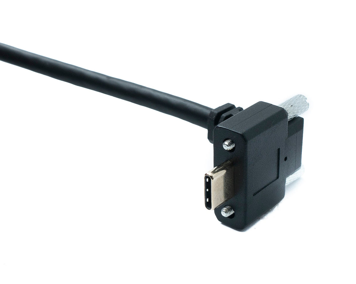 USB 3.1 Gen 2 Kabel 2 m Typ C Stecker zu Stecker Panel Mount Winkel Up Down Angled 10 Gbit/s 100W | System-S