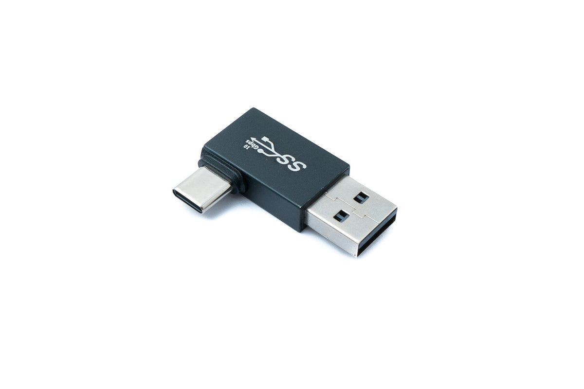 USB 2.0 Adapter Typ A Stecker zu 3.1 C Stecker Winkel Adapter in Schwarz | System-S