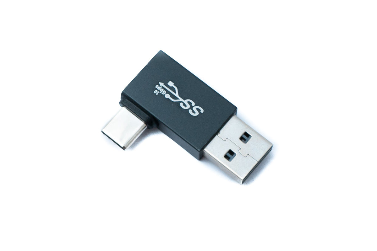 USB 2.0 Adapter Typ A Stecker zu 3.1 C Stecker Winkel Adapter in Schwarz | System-S