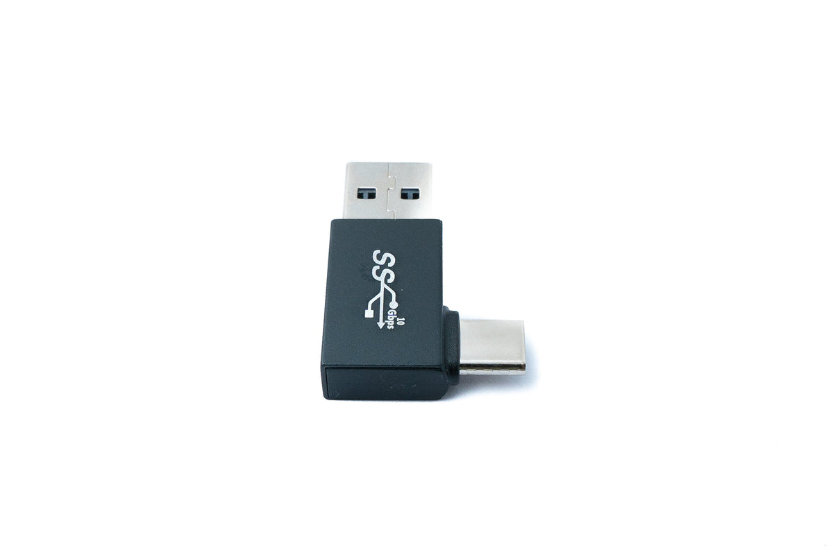 USB 2.0 Adapter Typ A Stecker zu 3.1 C Stecker Winkel Adapter in Schwarz | System-S