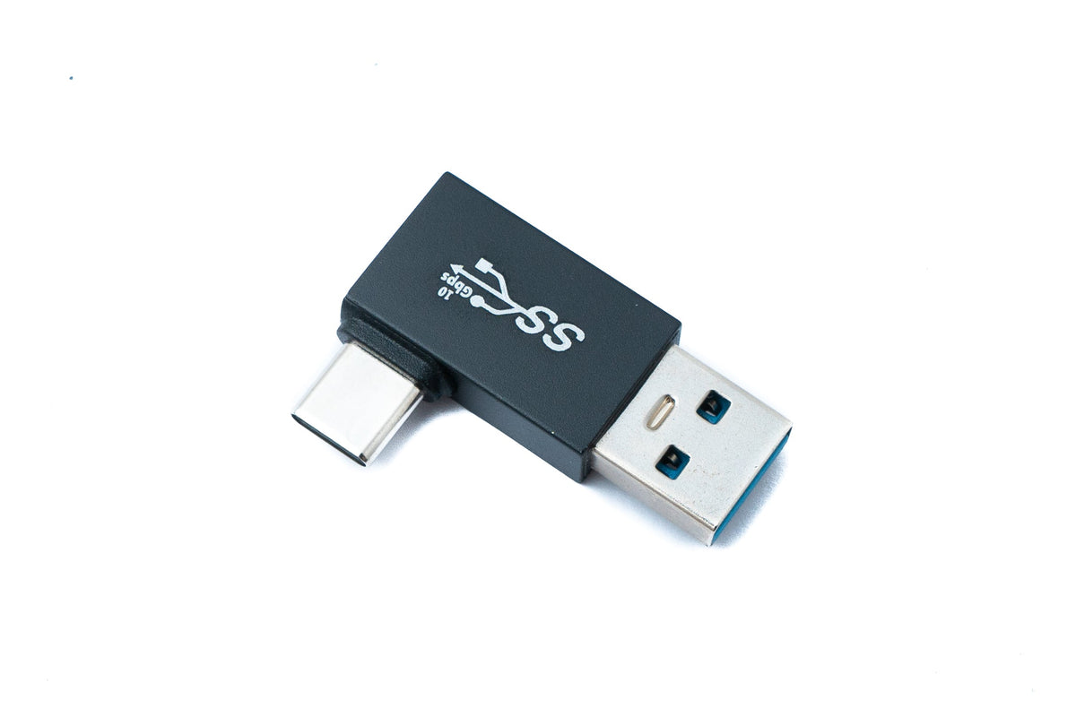 USB 3.0 Adapter Typ A Stecker zu 3.1 C Stecker Winkel 5 Gbit/s Adapter in Schwarz | System-S