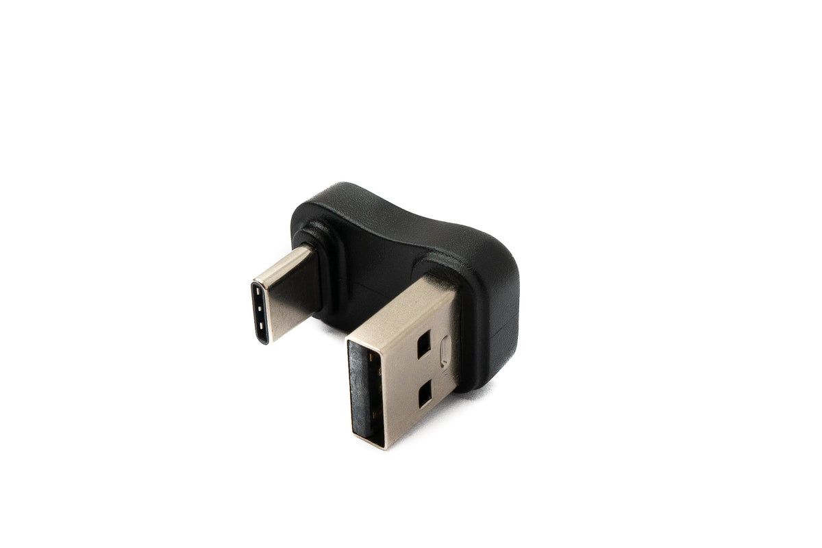 USB 2.0 Adapter Typ A Stecker zu 3.1 C Stecker U Turn 180° Winkel Adapter in Schwarz | System-S