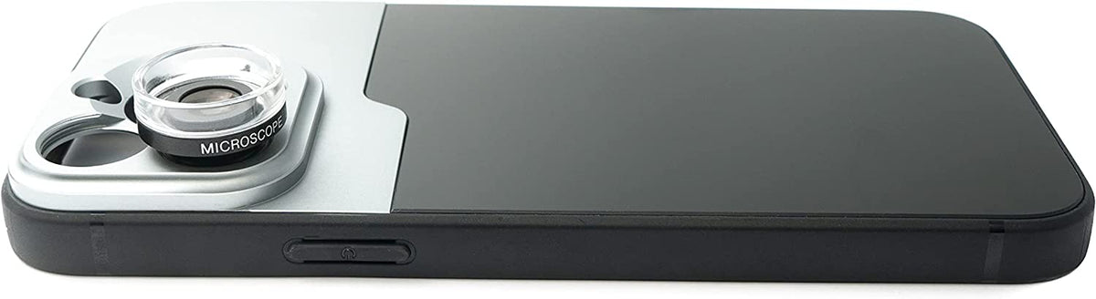 Makro Linse 30x Mikroskop Filter mit Hülle in Schwarz für iPhone 14 Pro Max | System-S