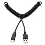 USB 3.1 Kabel 100 cm Typ C Stecker zu 2.0 Typ A Stecker Spiral in Schwarz | System-S