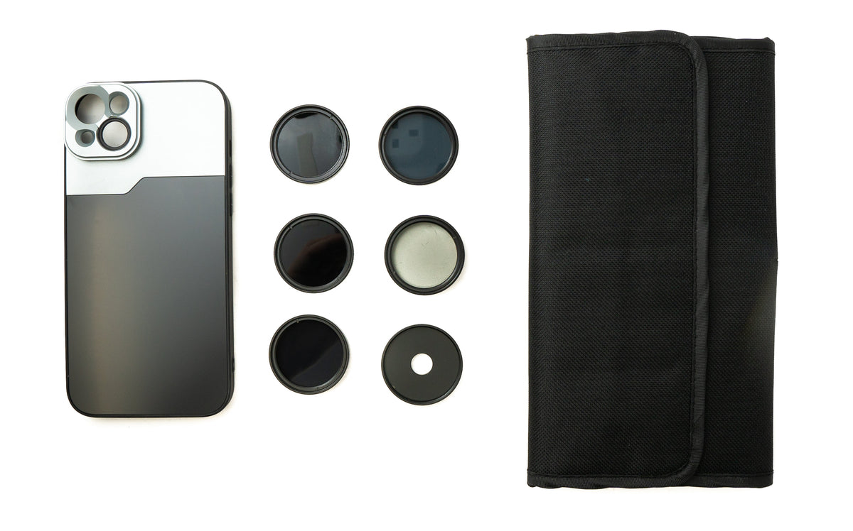 ND Filter Set 37 mm Neutraldichte mit Hülle und Tasche für iPhone 14 Plus | System-S
