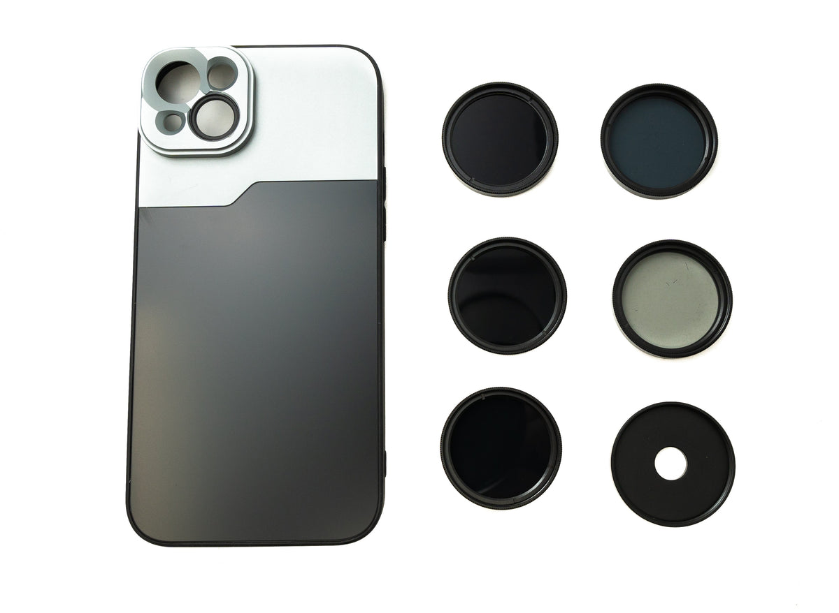 ND Filter Set 37 mm Neutraldichte mit Hülle und Tasche für iPhone 14 Plus | System-S