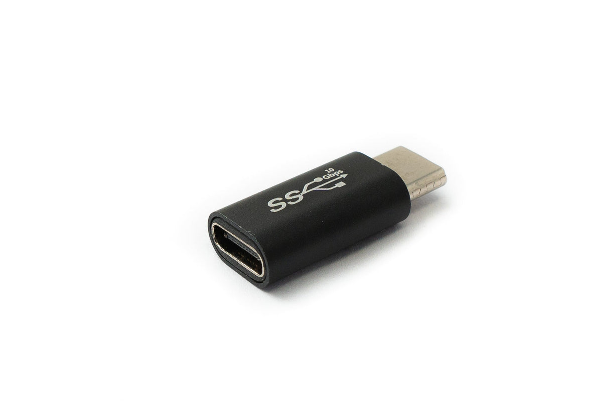 USB 3.1 Adapter Typ C Stecker zu Buchse Kabel in Schwarz | System-S