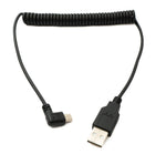 USB 2.0 Kabel 120 cm Typ A Stecker zu Mini B Stecker Spirale Winkel in Schwarz | System-S