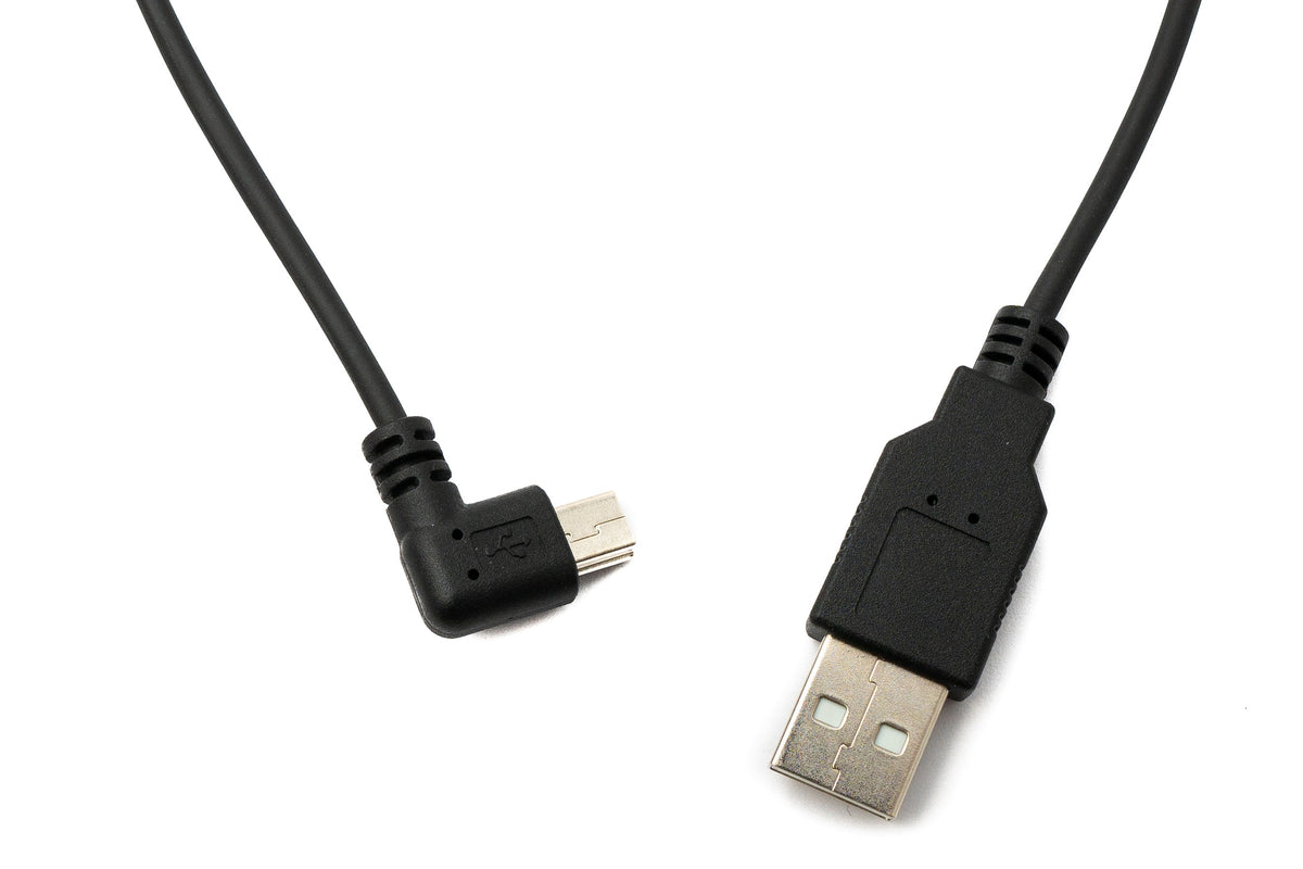 USB 2.0 Kabel 120 cm Typ A Stecker zu Mini B Stecker Spirale Winkel in Schwarz | System-S