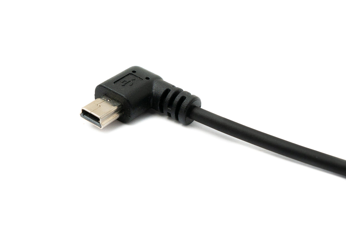 USB 2.0 Kabel 120 cm Typ A Stecker zu Mini B Stecker Spirale Winkel in Schwarz | System-S