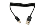 USB 3.1 Kabel 50 cm Typ C Stecker zu 2.0 A Stecker Spirale in Schwarz | System-S
