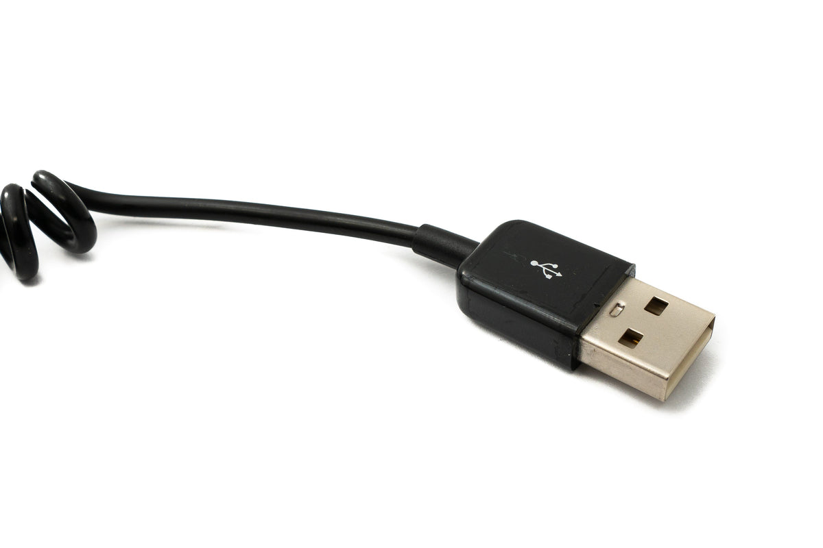 USB 3.1 Kabel 50 cm Typ C Stecker zu 2.0 A Stecker Spirale in Schwarz | System-S