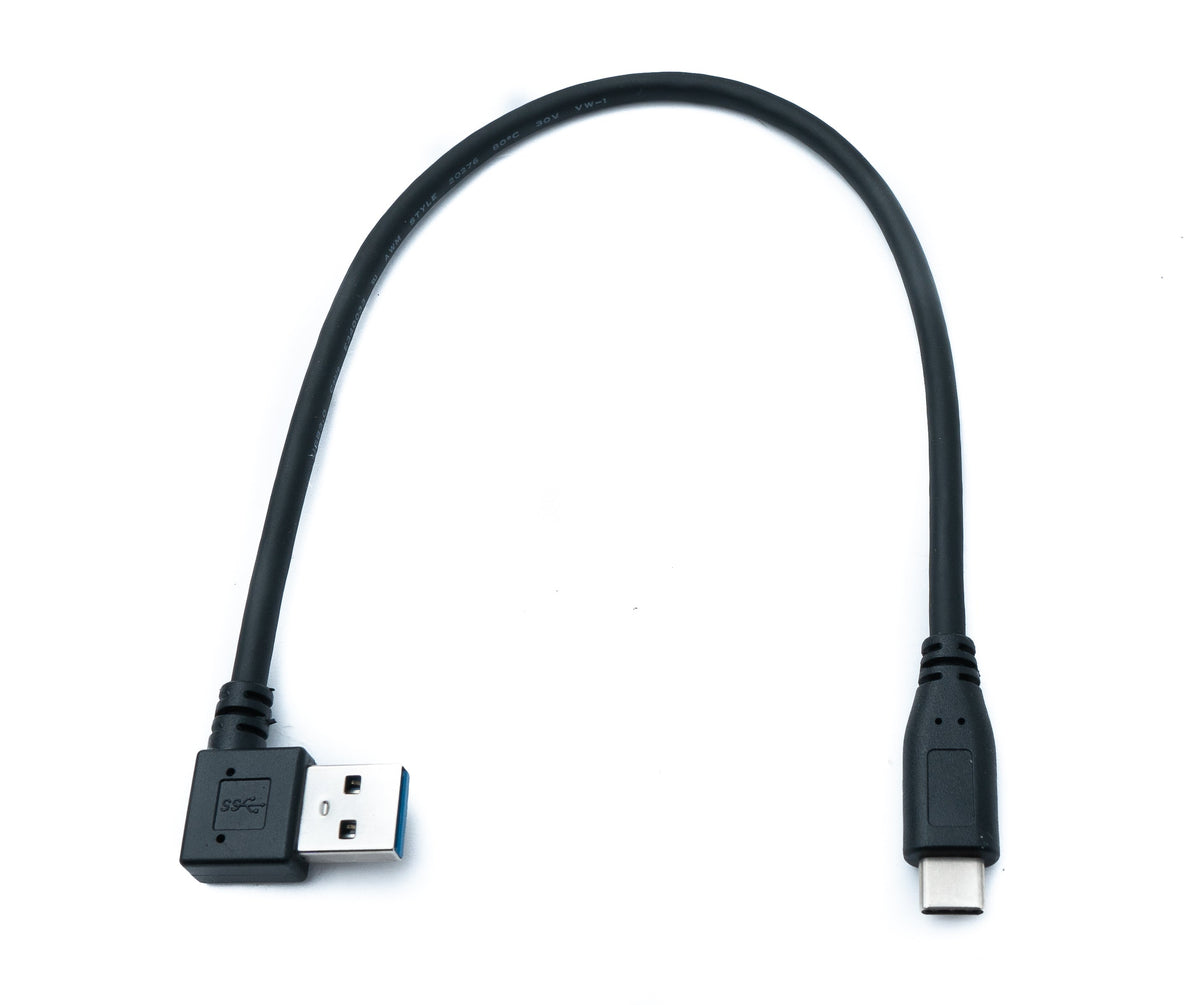 USB 3.1 Kabel 30 cm Typ C Stecker zu 3.0 A Stecker Winkel 5 Gbit/s Adapter in Schwarz | System-S