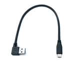 USB 3.1 Kabel 30 cm Typ C Stecker zu 3.0 A Stecker Winkel 5 Gbit/s Adapter in Schwarz | System-S
