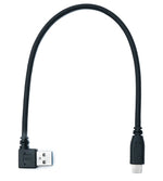 USB 3.1 Kabel 30 cm Typ C Stecker zu 3.0 A Stecker Winkel 5 Gbit/s Adapter in Schwarz | System-S
