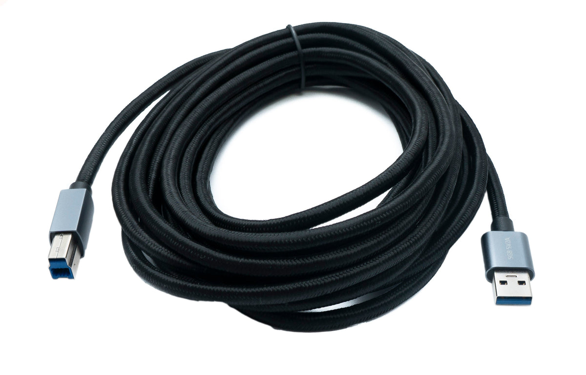 USB 3.0 Kabel 5 m Typ B Stecker zu Typ A Stecker geflochten | System-S