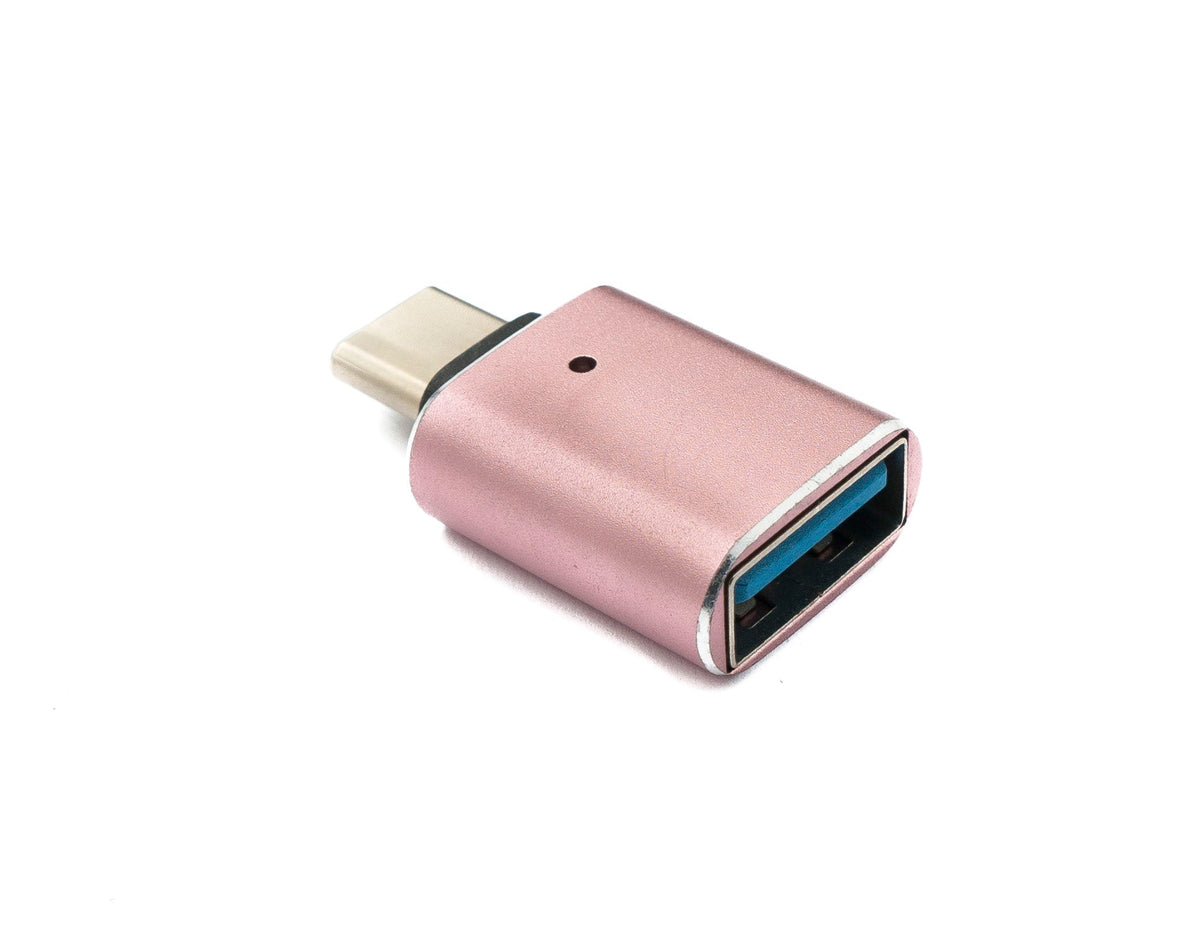 USB 3.1 Adapter Typ C Stecker zu 3.0 A Buchse mit Kontrollleuchte 5 Gbit/s 100W in Pink | System-S