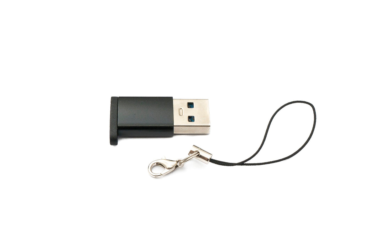 USB 3.1 Adapter Typ C Buchse zu 3.0 A Stecker Schlaufe 5 Gbit/s 100W in Schwarz | System-S