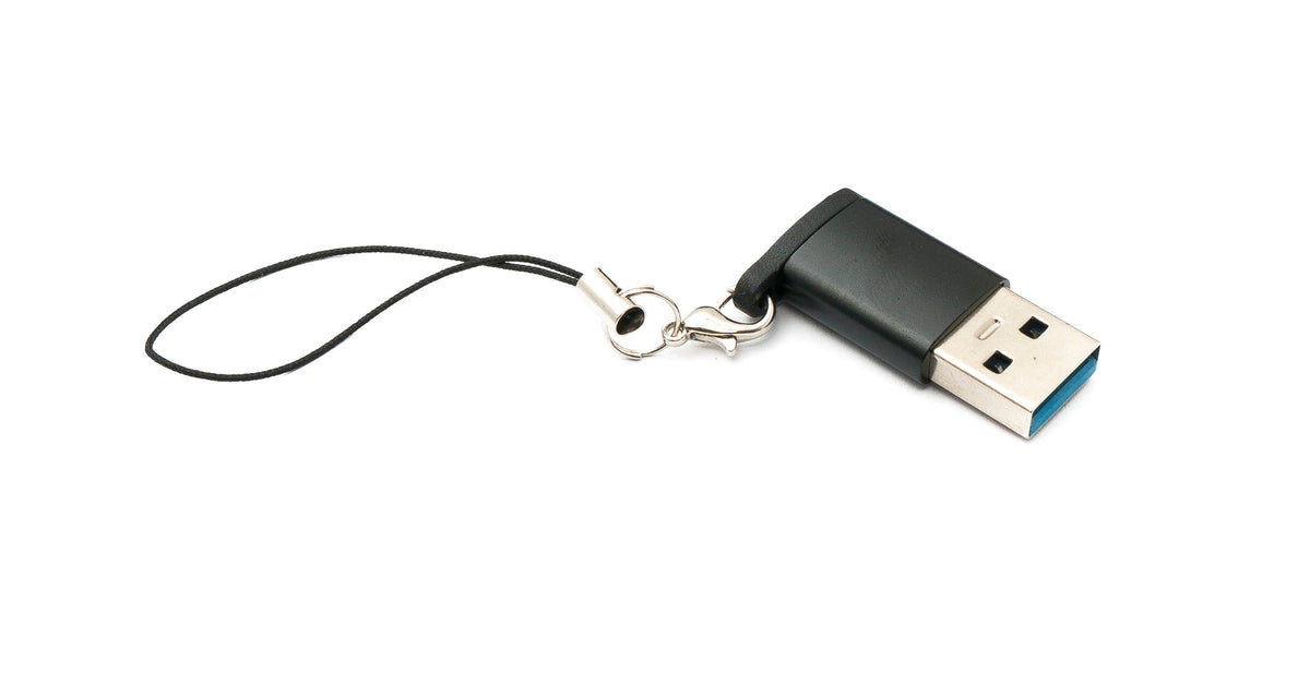 USB 3.1 Adapter Typ C Buchse zu 3.0 A Stecker Schlaufe 5 Gbit/s 100W in Schwarz | System-S