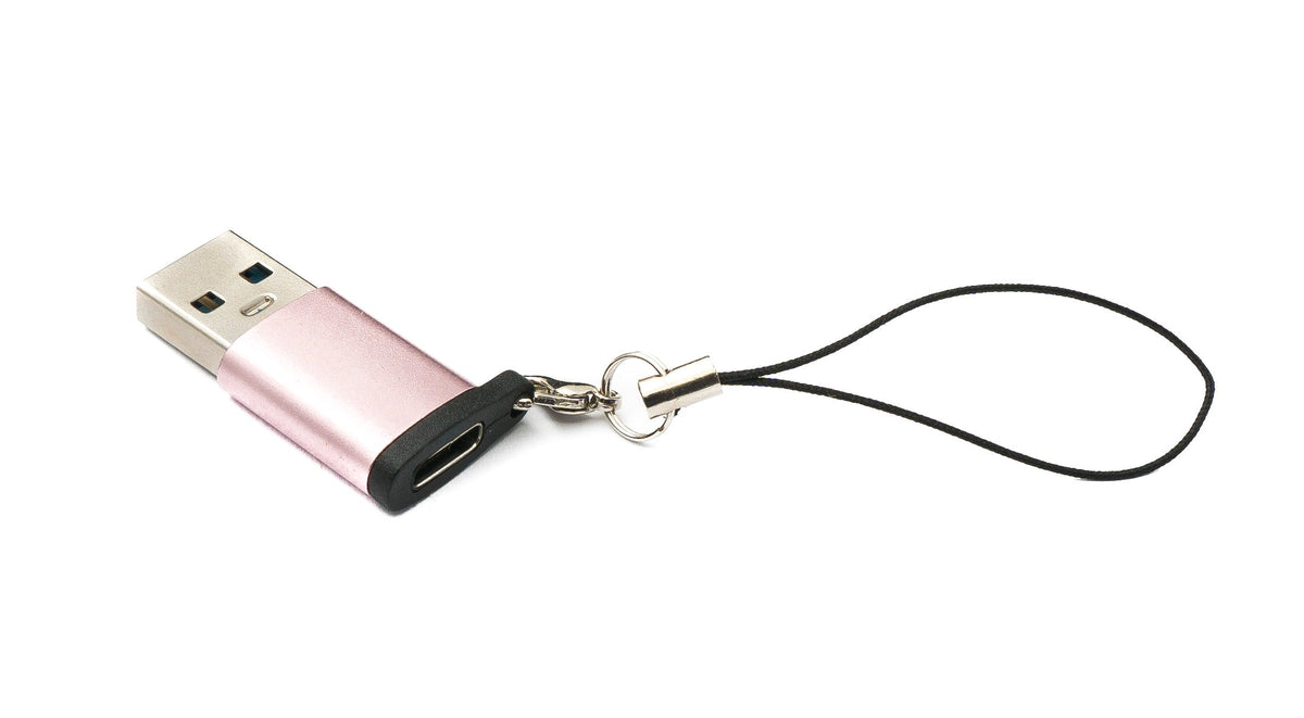 USB 3.1 Adapter Typ C Buchse zu 3.0 A Stecker Schlaufe 5 Gbit/s 100W in Pink | System-S