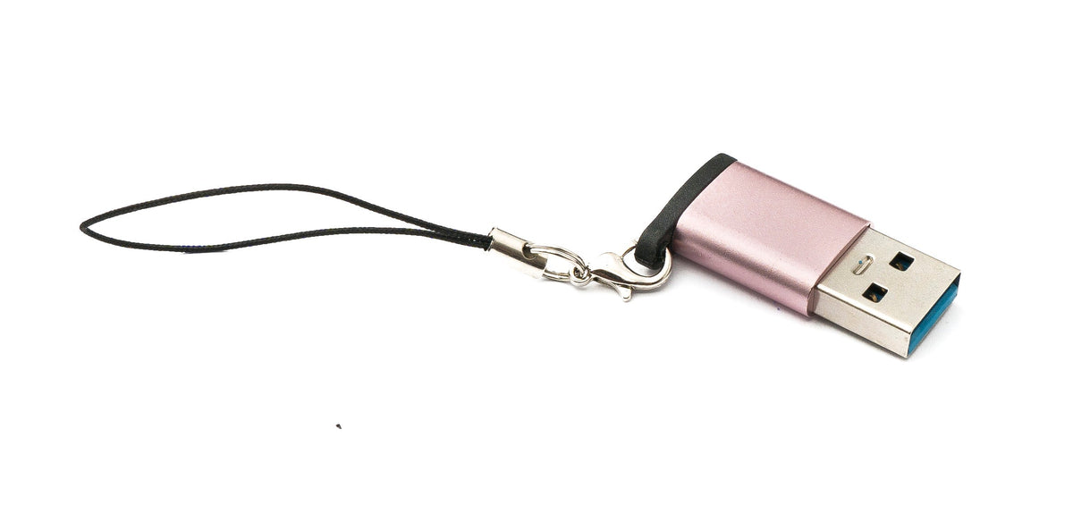 USB 3.1 Adapter Typ C Buchse zu 3.0 A Stecker Schlaufe 5 Gbit/s 100W in Pink | System-S