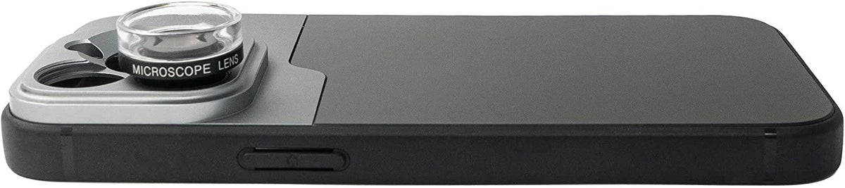 Makro Linse 30x Mikroskop Filter mit Hülle in Schwarz für iPhone 14 Pro | System-S