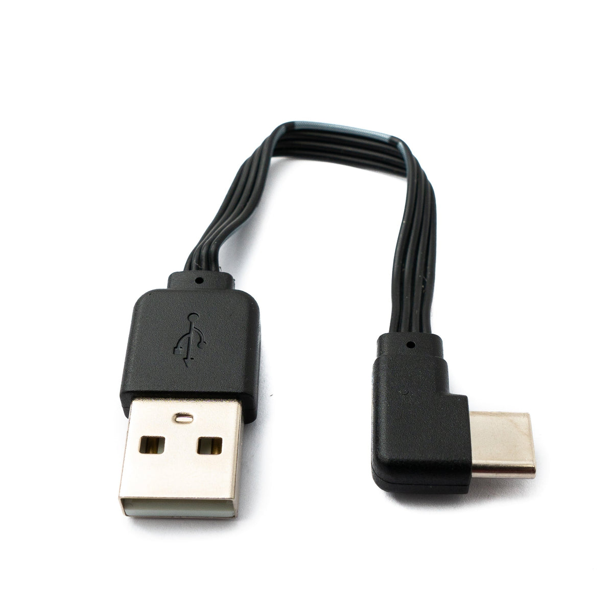 USB 3.1 Kabel 13 cm Typ C Stecker zu 2.0 Typ A Stecker Winkel flach Schwarz | System-S