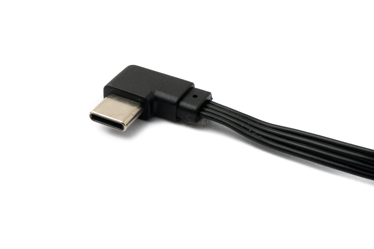USB 3.1 Kabel 13 cm Typ C Stecker zu 2.0 Typ A Stecker Winkel flach Schwarz | System-S