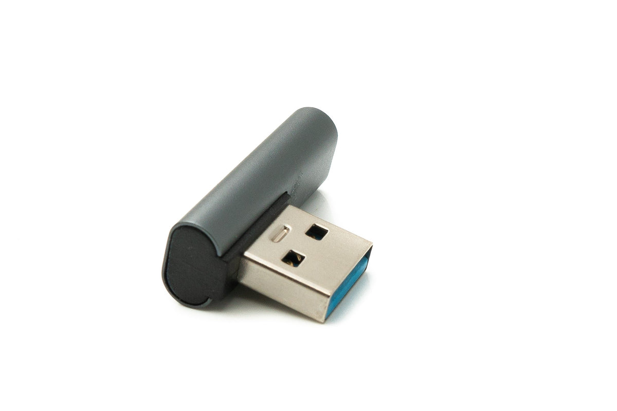USB 3.1 Gen 2 Adapter Typ C Buchse zu 3.0 Typ A Stecker Winkel Kabel in Grau | System-S